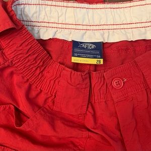 Aftco Red size 28 long 8” inseam shorts